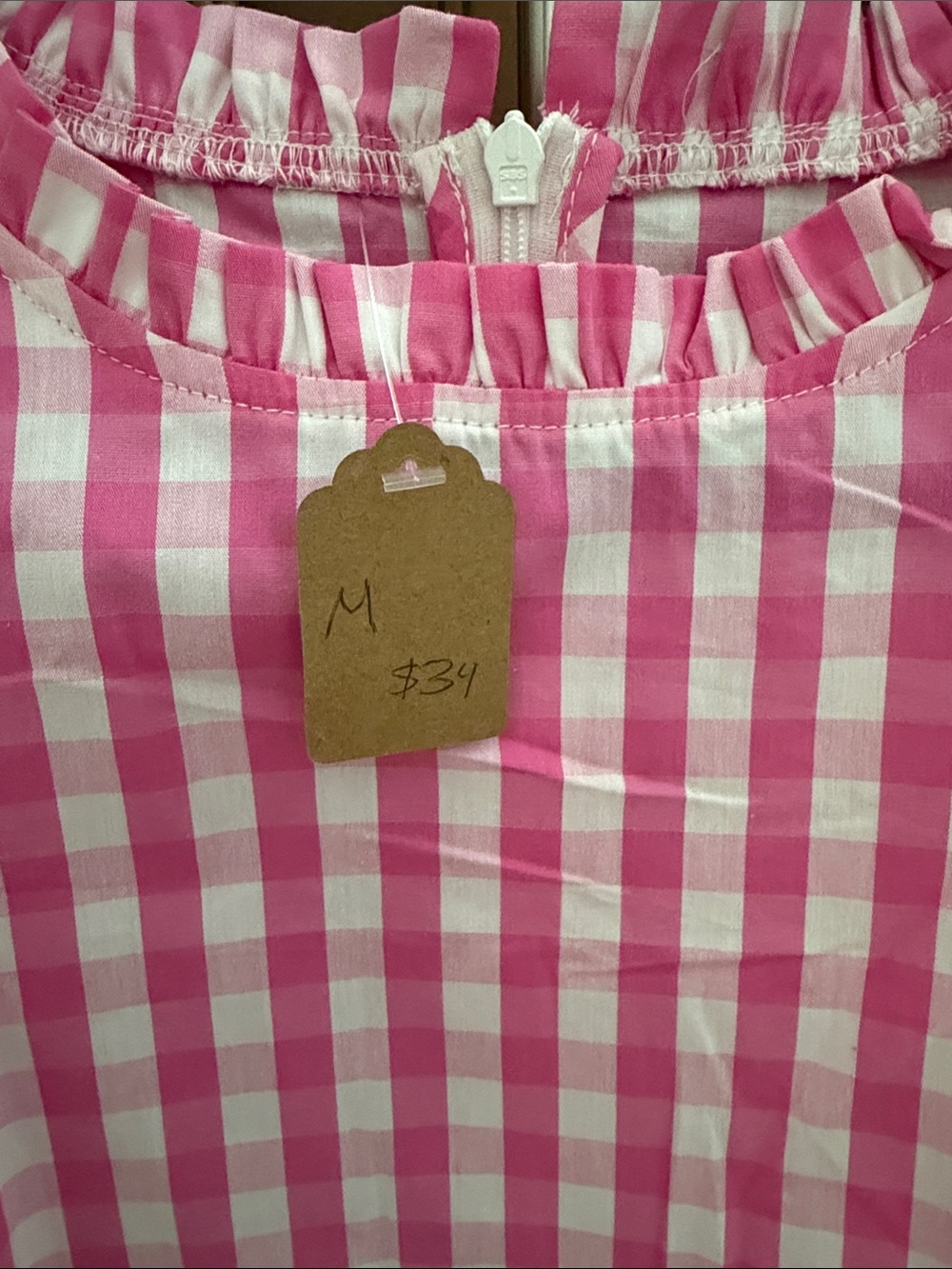 Pink Gingham Ruffle Sleeve Top - Picture 3 of 3